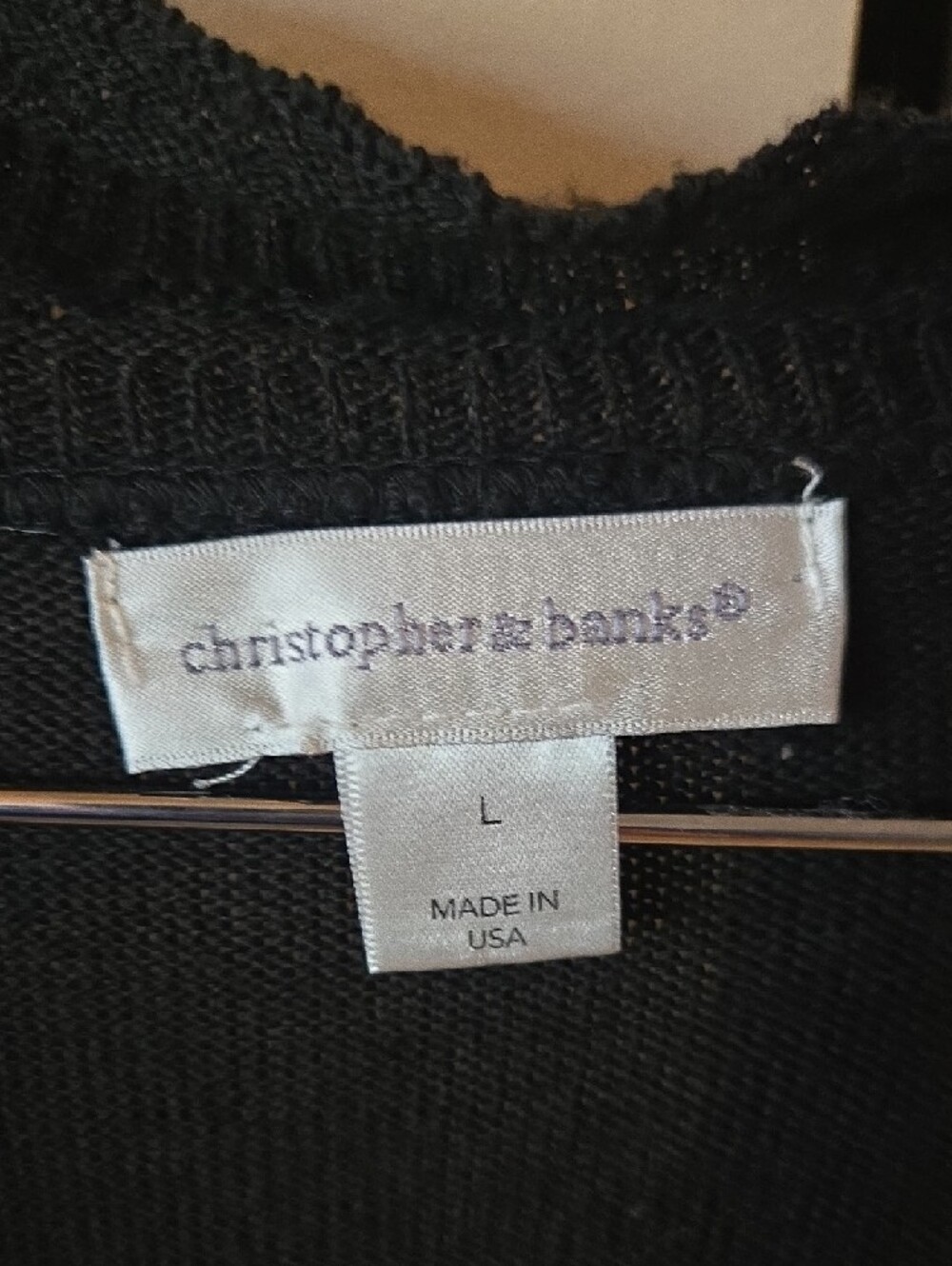 Christopher & Banks Black Open-Front Rib-Trim Cardigan - Picture 2 of 4